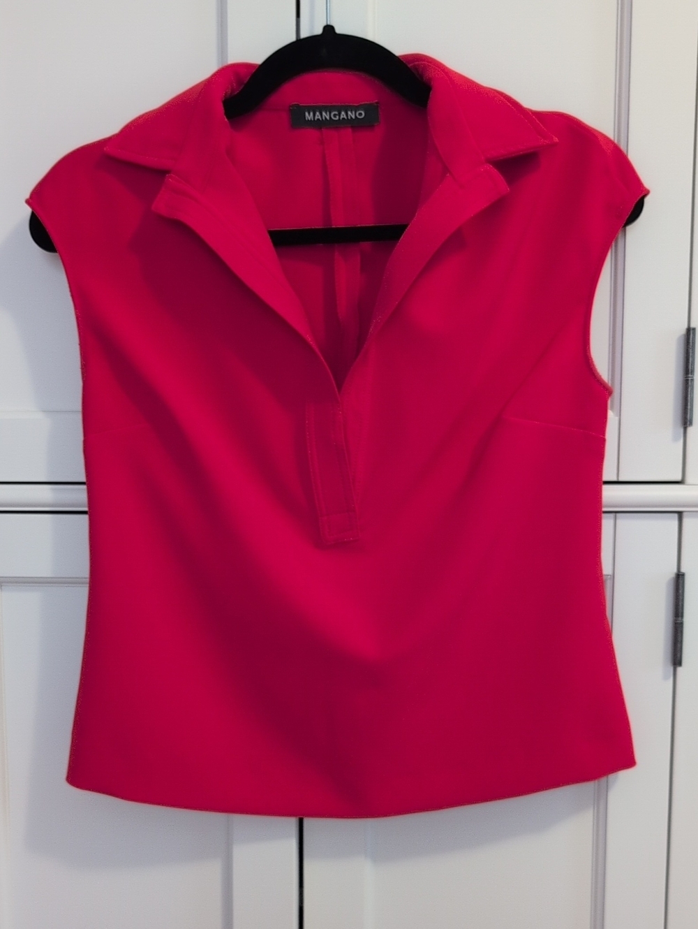 Mangano Womens Red Cap-Sleeve Polo Top